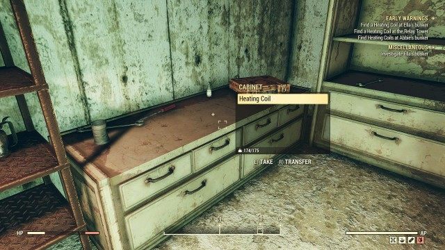 Find a Heating Coil at Ella's bunker