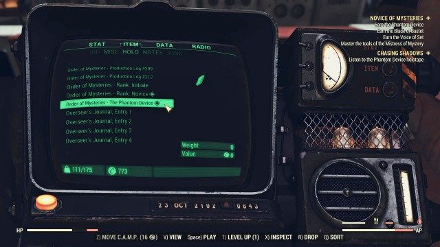 Listen to the Phantom Device holotape