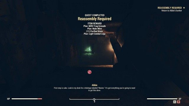 Return to Abbie's bunker