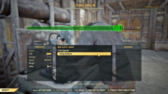 Attach the Swing Analyzer to Grant's Saber