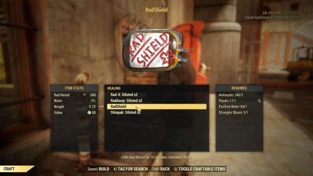 Create RadShield at a Chems Workbench