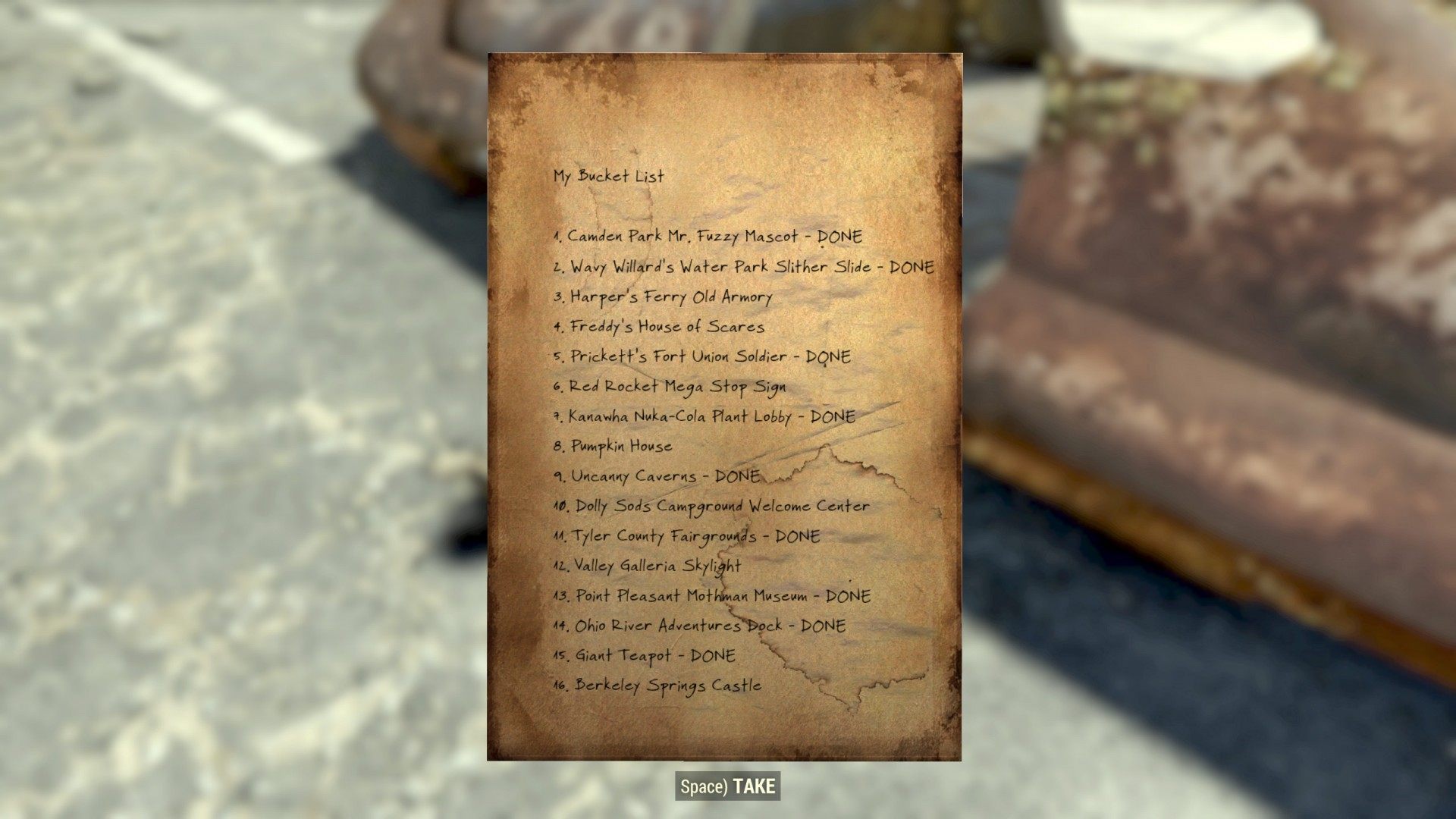Bucket List Fallout 76 Quest
