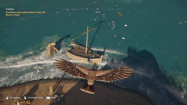 Find Gyke and Captain Gelon’s ship, the Shark's Tooth
