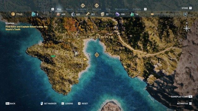 Find Gyke and Captain Gelon’s ship, the Shark's Tooth