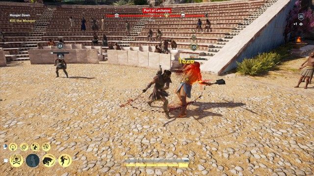 Find the Monger at the theater square in Korinth