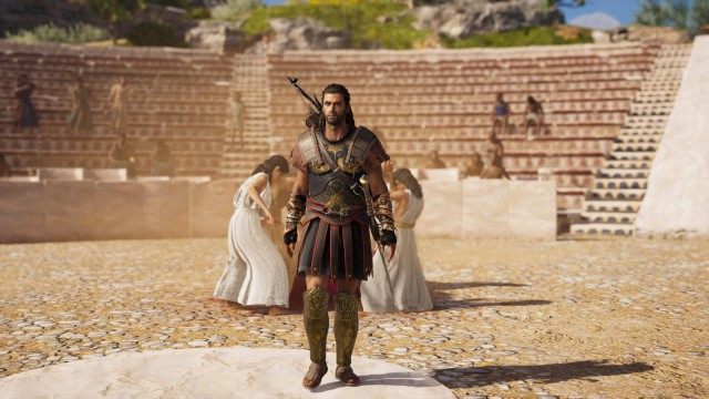 Find the Monger at the theater square in Korinth