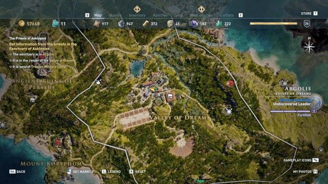 Get information from the priests in the Sanctuary of Asklepios