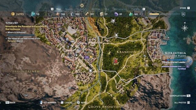 Investigate the Porneion in Korinthia to find Anthousa