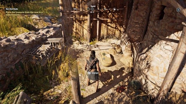 Place the treasure from the cave in a basket nearby