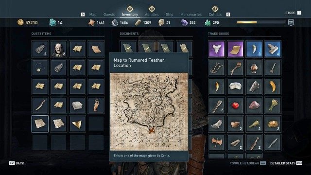 Acquire the Golden Feather of Ajax for Xenia
