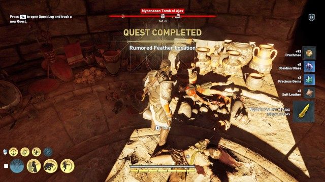 Acquire the Golden Feather of Ajax from the bandit