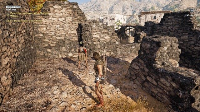 Escort the caretaker out of Phaistos Village