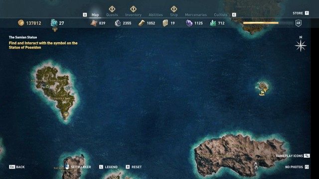 Find and Interact with the symbol on the Statue of Poseidon