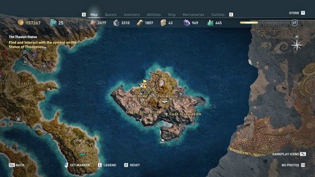 Find and Interact with the symbol on the Statue of Theagenes