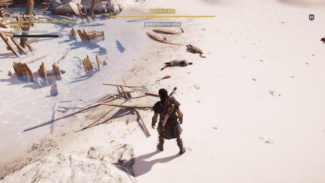 Investigate the area surrounding the shipwreck