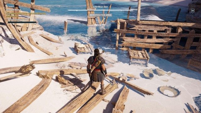 Investigate the area surrounding the shipwreck