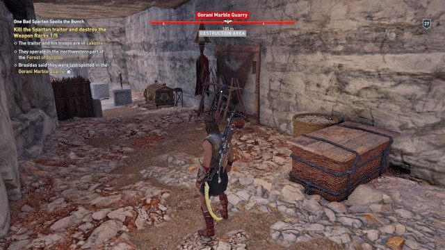 Kill the Spartan traitor and destroy the Weapon Racks 0/5
