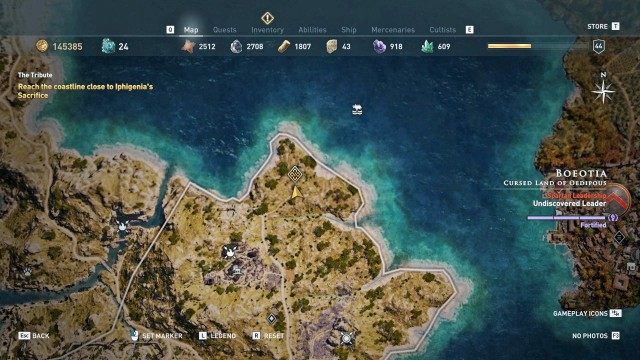 Reach the coastline close to lphigenia's Sacrifice