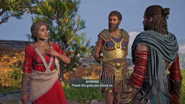 Talk to Myrrine and Brasidas near Tegea