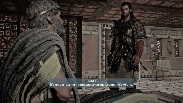 Talk to Perikles in his room
