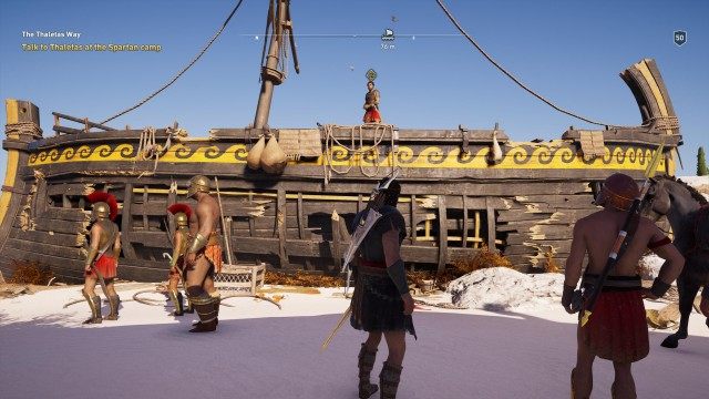Talk to Thaletas at the Spartan camp
