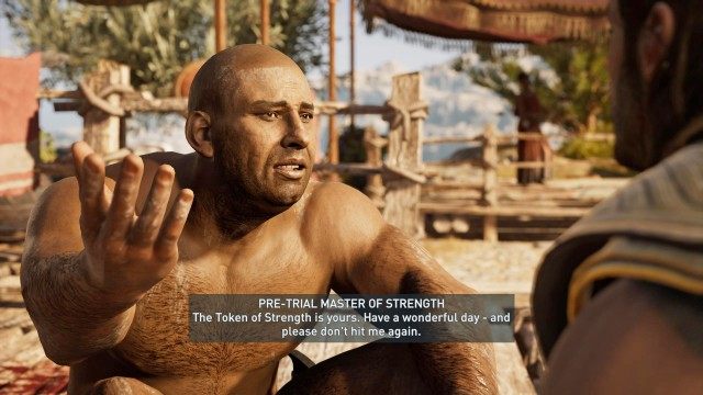 Talk to the Pre-Trial Master of Strength to collect your Token