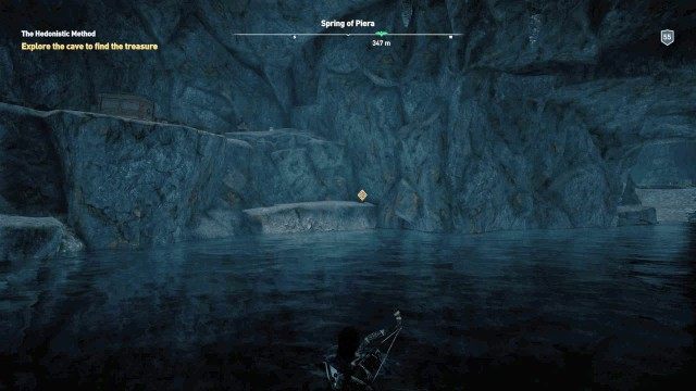 Explore the cave to find the treasure