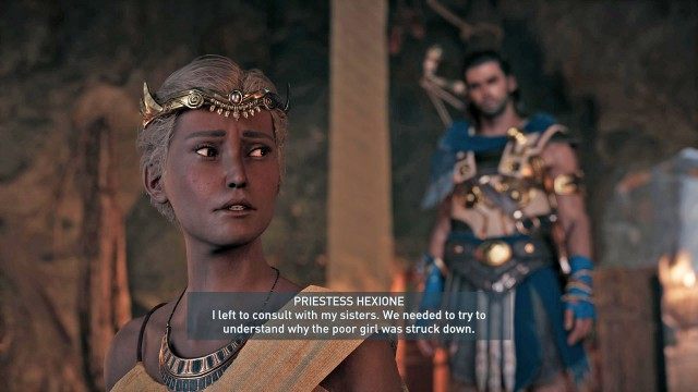 Find and Talk to priestess Hexione