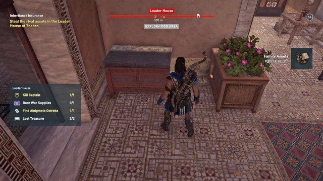 Steal the rival assets in the Leader House of Thebes