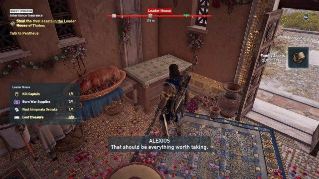 Steal the rival assets in the Leader House of Thebes