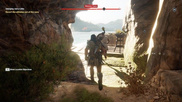 Escort the athletes out of the cave