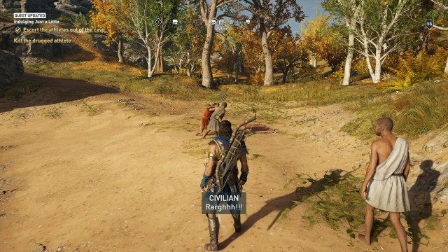 Escort the athletes out of the cave