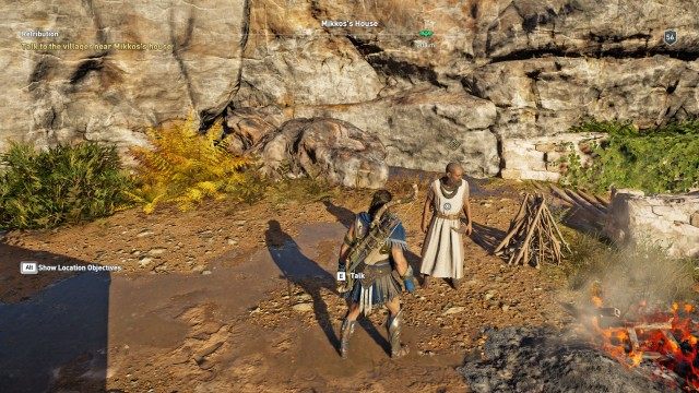 Talk to the villager near Mikkos's house