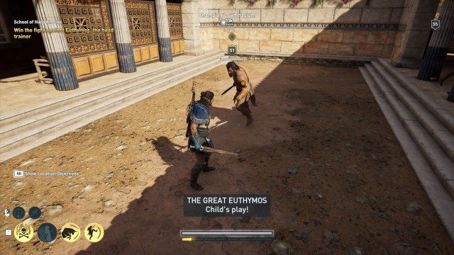 Win the fight against Euthymos, the head trainer