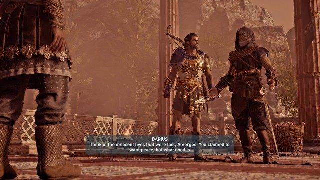 Confront Amorges at the Temple of Zeus