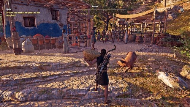 Deliver the basket of goods to the merchant