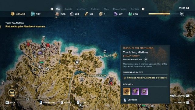 Find and Acquire Aiantides's treasure