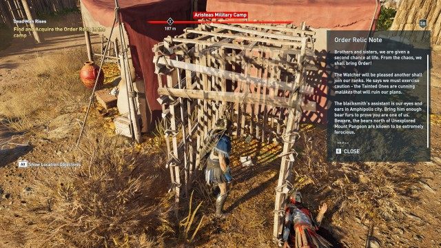 Find and Acquire the Order Relic in the camp