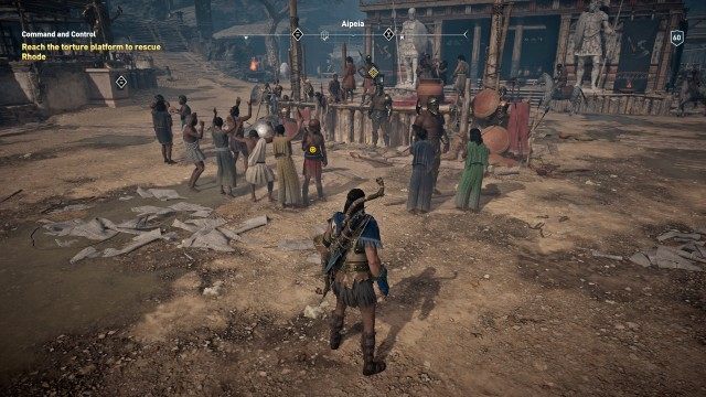 Reach the torture platform to rescue Rhode