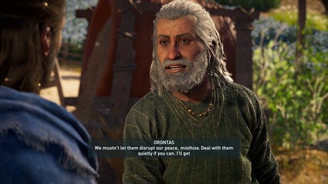 Talk to Orontas about his situation