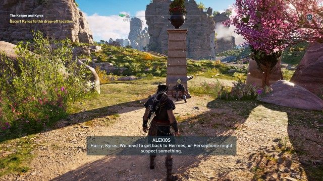 Escort Kyros to the drop-off location