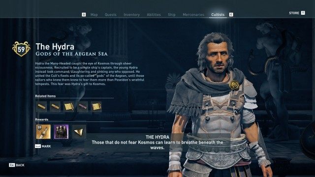 Uncover and assassinate the Gods of the Aegean Sea branch 0/6 