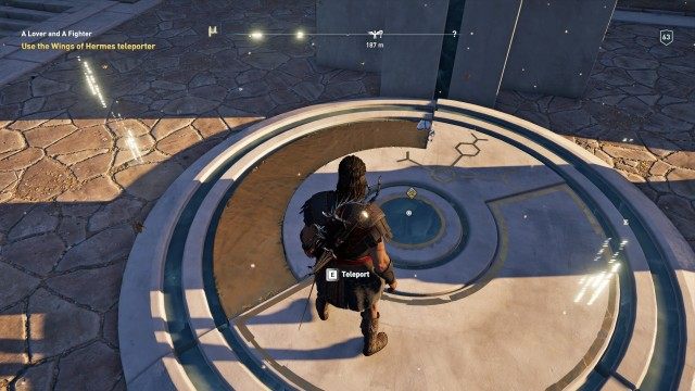 Use the Wings of Hermes teleporter