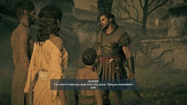 Talk to the lost family in the Village of the Condemned