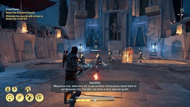 (Optional) Eliminate two guards with arrows to please the crowd 0/2 