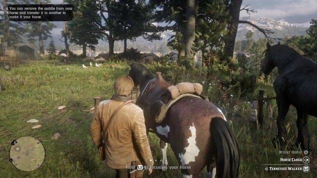 Focus on your horse / Remove the saddle / Stand next to your new horse / Equip the saddle