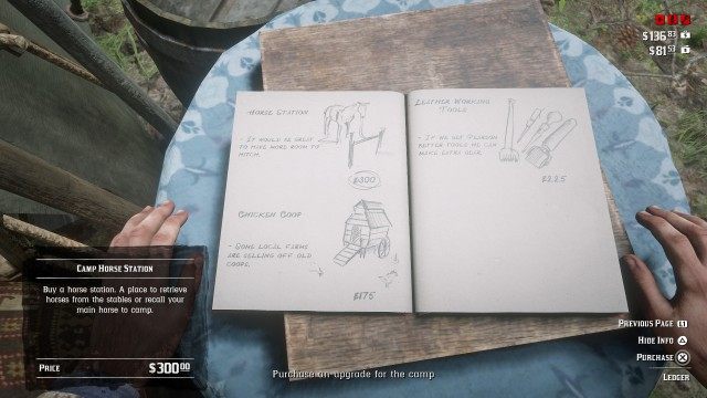 Use the ledger to purchase a camp upgrade