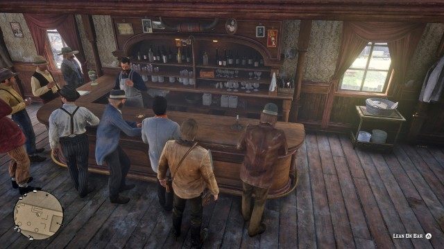 Mount your horse / Ride to the Valentine saloon / Go to the bar
