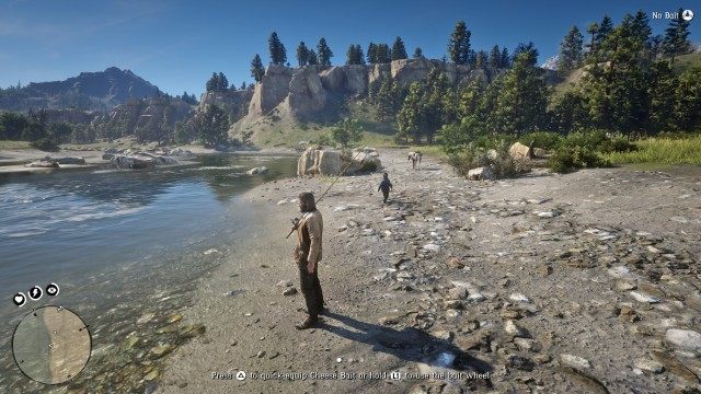 Walk to the riverbank to start fishing