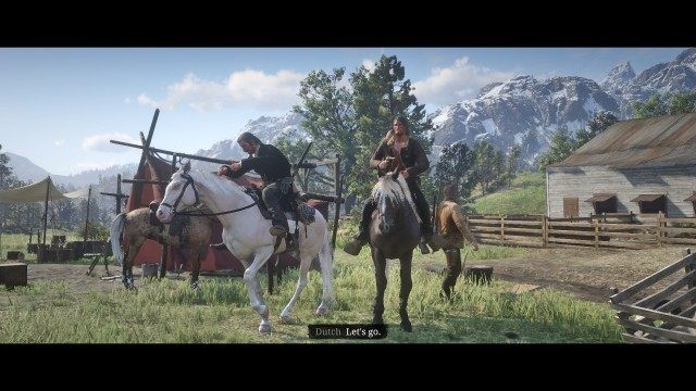 Pick up Strauss / Get to the horses / Put Strauss on John's horse